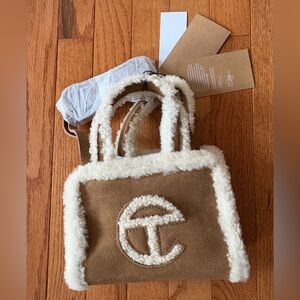 Telfar + Ugg Collab‎ Tan and Cream Shearling Tote